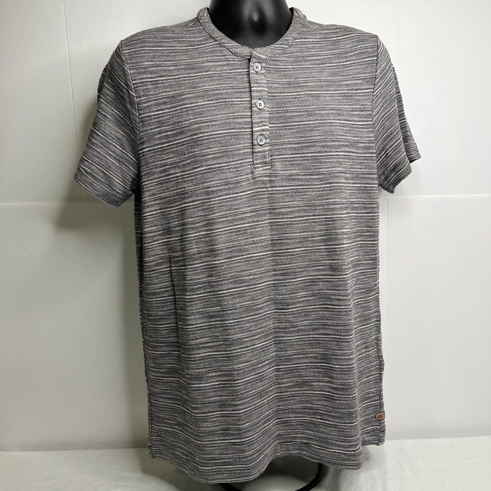 Banana Republic Shirt Men's Large Tall Gray Poly‎ Blend Short Sleeve
